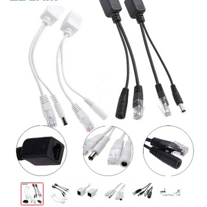 POE Cable Passive Power Over Ethernet Adapter Cable POE Splitter RJ45 Injector Power Supply Module 12-48v For IP Camea 2 piece pair