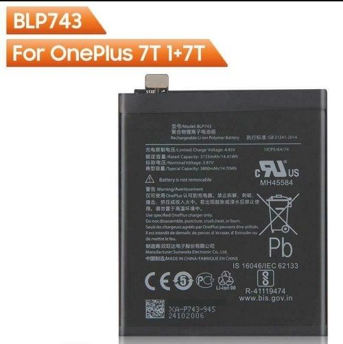 OnePlus%207T%20Battery%20Replacement%20BLP743%20Battery%20with%203800mAh%20Capacity%20-%20Black%20-%20Image%206
