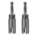 2 Pack Deep Power Wing Nut Driver, Slot Wing Nuts Drill Bit Socket, Wrenches Tools Set for Panel Nuts Screws Eye C Hook Bolt, 1/4 Inch Hex Shank - Silver. 