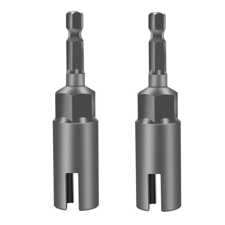 2 Pack Deep Power Wing Nut Driver, Slot Wing Nuts Drill Bit Socket, Wrenches Tools Set for Panel Nuts Screws Eye C Hook Bolt, 1/4 Inch Hex Shank - Silver