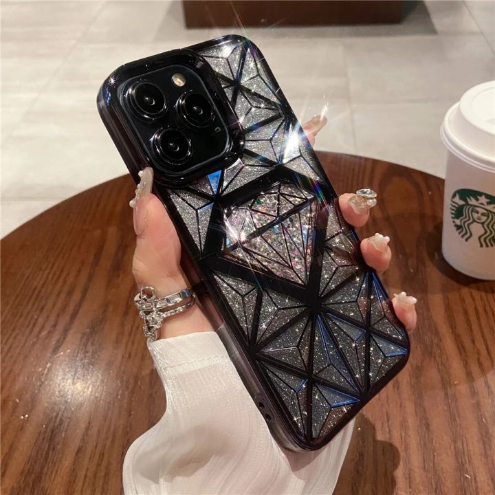 HOCE Luxury Plating Gradient Colorful Glitter Quicksand 3D Diamond Phone Case For iPhone 13 11 12 14 15 Pro Max Cases TPU Clear Soft Silicone Back Cover