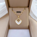 Tarnish Free Gold Plated No Fade Necklace for Women four-leaf flower Zircon Geometric Stainless Steel Clavicle Chain Necklace. 