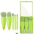 5pcs Mini Makeup Brushes Set With Mirror & Portable Case. 