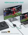 HDMI Switch 4K, Deluxe 3 Port HDMI Switcher 3x1 HDMI Splitter Hub 3 in 1 Out with Pigtail Cable Supports 4K 3D HD 1080P for Xbox PS4 Roku HDTV. 