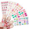 12 / 24 pcs / box Kids False Nails, ABS Material Children Artificial Nail Tip Fashion Full Cover Press Pre-Glued for Party, Nail art for kids. 