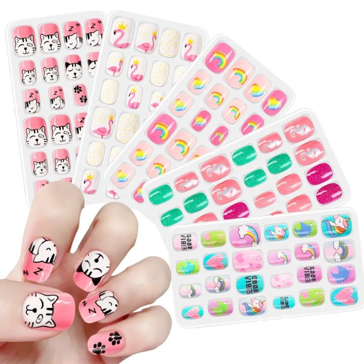 12%20/%2024%20pcs%20/%20box%20Kids%20False%20Nails,%20ABS%20Material%20Children%20Artificial%20Nail%20Tip%20Fashion%20Full%20Cover%20Press%20Pre-Glued%20for%20Party,%20Nail%20art%20for%20kids%20-%20Image%203