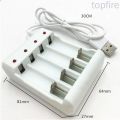 Battery Charger USB 4 Slots AAA AA Rechargeable Battery Charging Station with Short Circuit Protection. 
