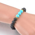 Lava Stone Beads Natural Stone Bracelet Men Volcanic Stone Jewelry Stretch Yoga Bracelet. 