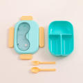 3 compartments Snap Lock  Bento  Lunch Box: Sealed & Leak-Proof with cutlery. 