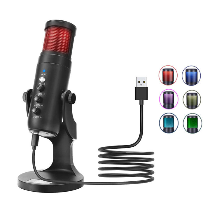 Jmary MC-PW9 RGB Professional USB Microphone For Podcasting, Gaming, Streaming, Recordings With Noise Reduction