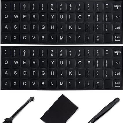 English Keyboard Stickers,Replacement English Keyboard Sticker with White Font on Black Background Universal for Laptop Desktop Computer,Matte English Keyboard Alphabet Sticker