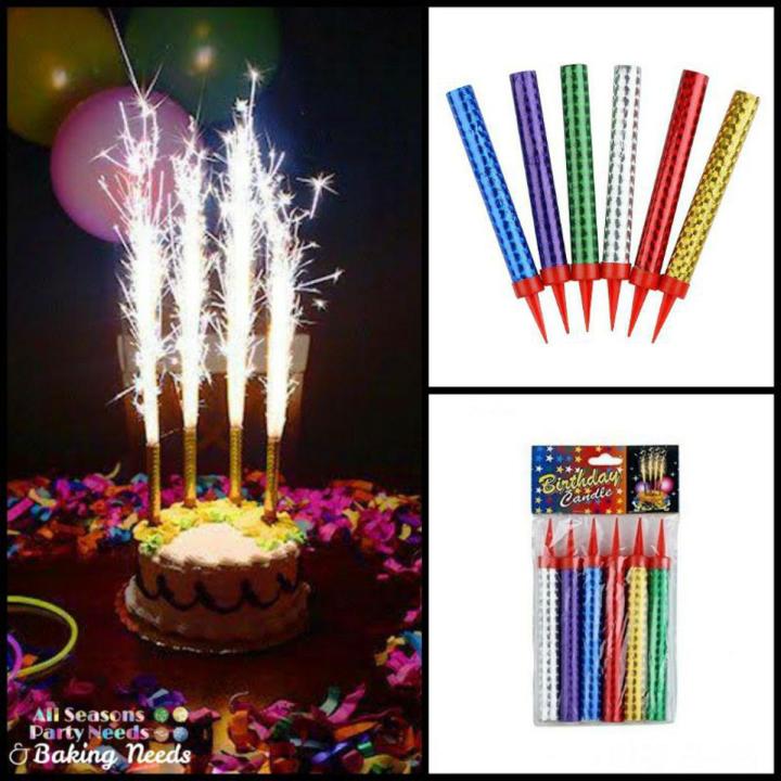 Pack Of 6 Sparkling Candles For Birthday Cake . Party Fountain Celebrating Surprise Gift Decoration