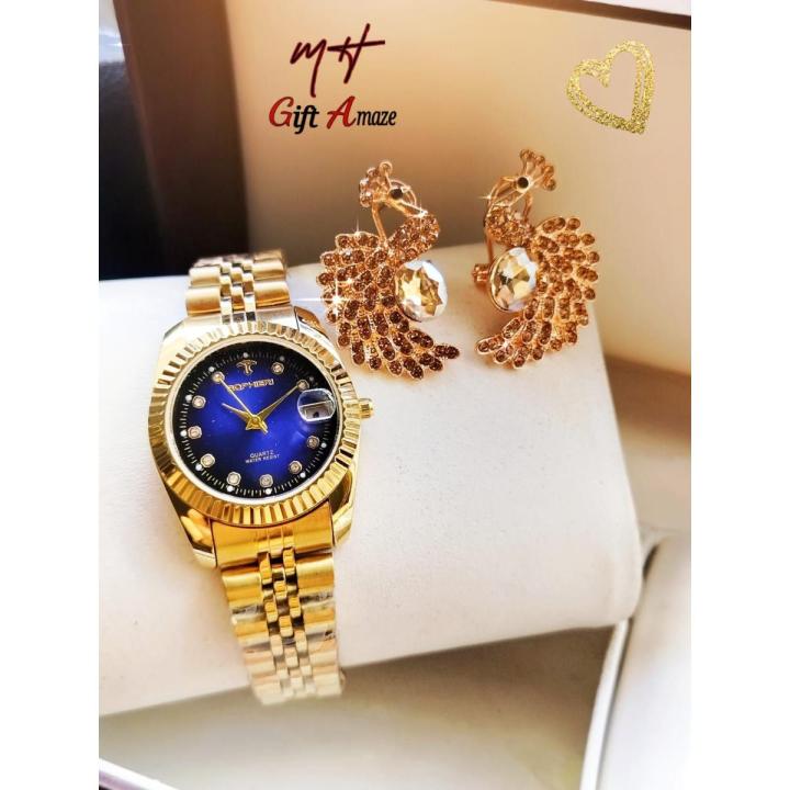 Bophieri Style Watch with Peacock earrings