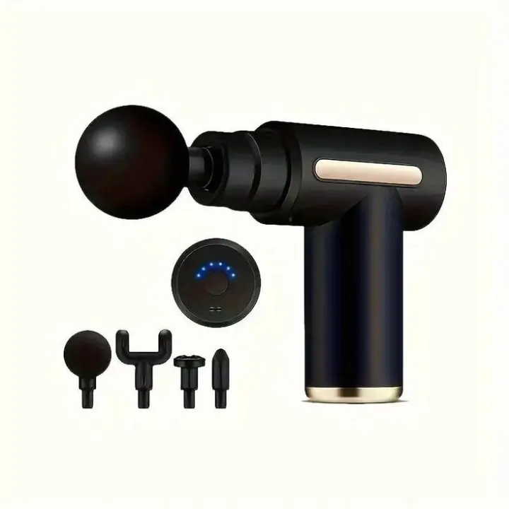 Deep Tissue Massager Gun Facial Muscle Fitness Chargeable–Leg & Full Body Relaxation Machine for Unisex, Imported Powerful Massage Gun, USB Cable Rechargeable Vibrator Massage Machine, Pain Relief & Improved Circulation–6 Speed Levels with 4 Massage Heads