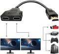 HDMI Male to Dual HDMI Twin Female 1 in 2 out Y Splitter Short Cable Converter for TV Xbox Blue-Ray DVD Players PS3, HDMI Male to Dual HDMI 1 Male to 2 Female HDMI Y Splitter Cable - Support Two TVs or Monitor Multi Monitor Adapter for HDMI HD, LED, LCD. 