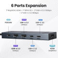 UGREEN 6-in-1 USB C Hub with 4K 60Hz HDMI, 100W PD Charging, 10Gbps USB 3.2 Ports - Multi-Port Adapter for MacBook Pro/Air, iPad, Windows Laptops & Android Phones. 