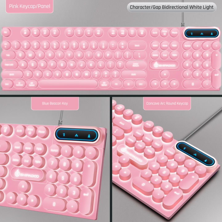 D500%20Punk%20Wired%20USB%20Mouth%20Back%20Light%20Keyboard%20for%20Gamers%20Mouse%20Pink%20Suit%20Blue%20Punk%20round%20Parts%20Word%20Transparent%20Key%20-%20Image%202