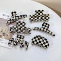 Vintage Women Girls Acrylic Checkered Hair Claw Shark Clip Geometric Grid Headband Hair Clips Hairpins Fashion Hair Accessories. 