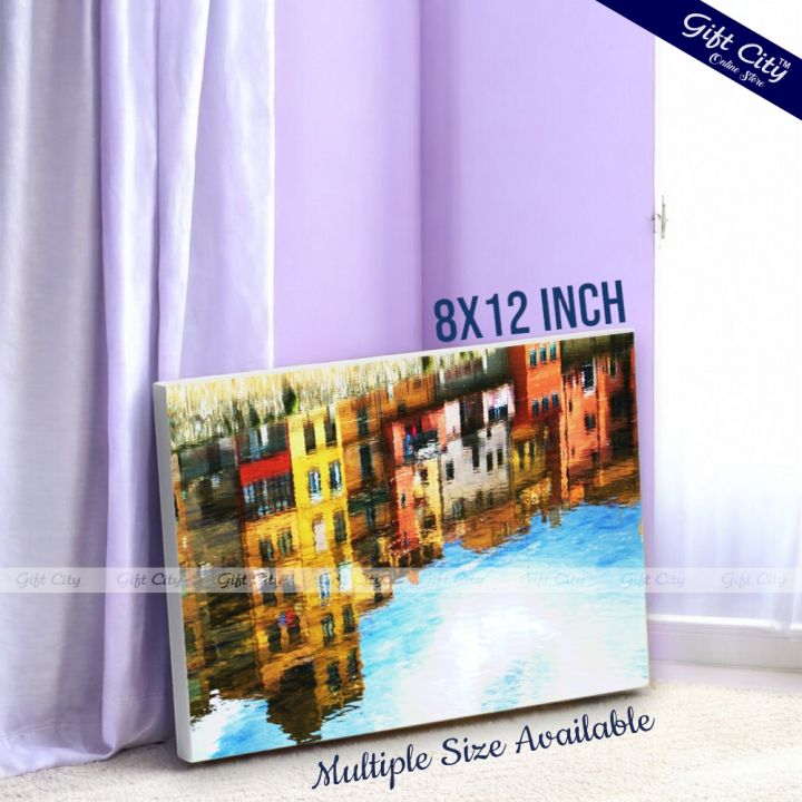 Elegant Building Reflection Canvas Painting | Wall Art for Stylish Home Decor Available in Multiple Sizes | Gift City