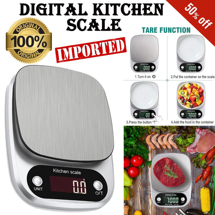 Imported Digital Kitchen Scale Stainless Steel Design - Multiple Modes ...