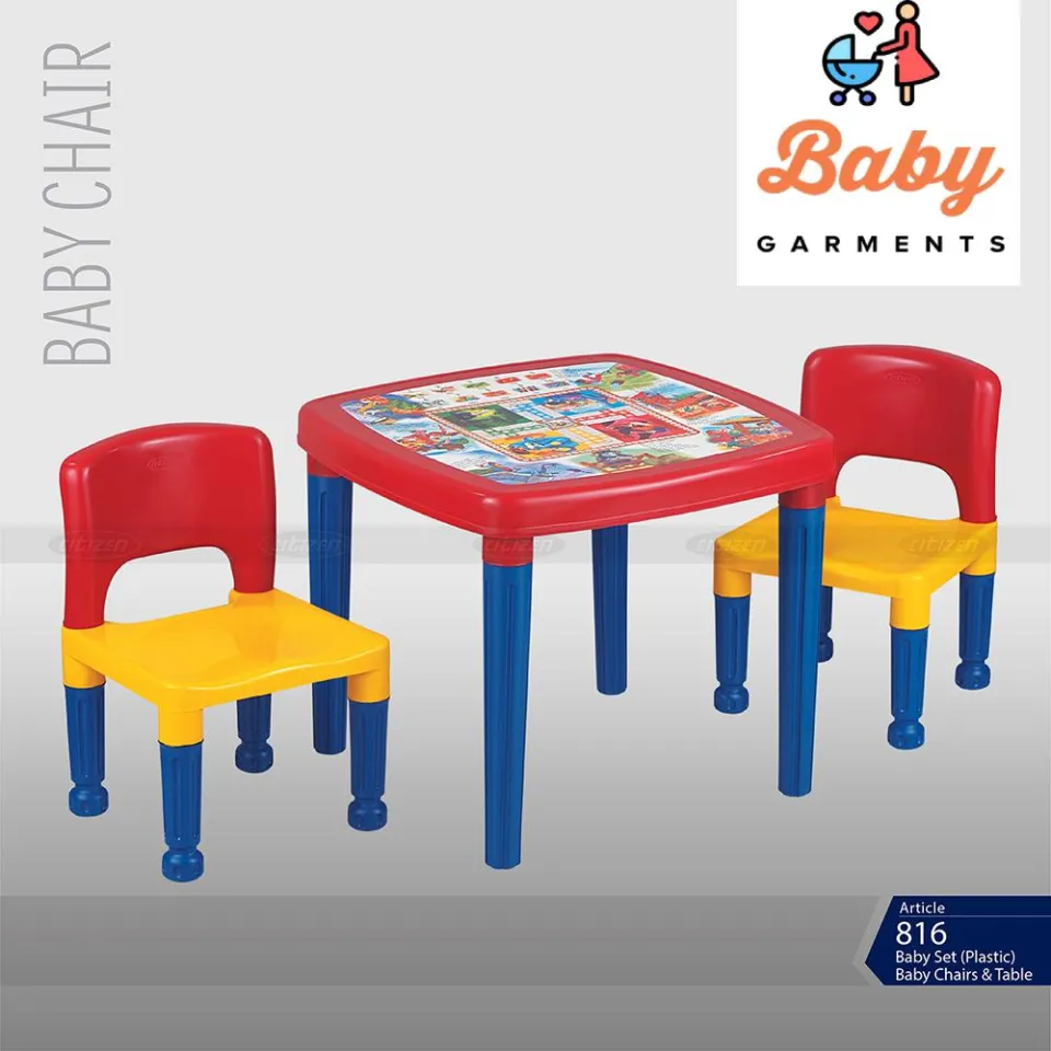 Kids Table And 2 Chair Set Education And Game Sheet On Plastic Table Daraz.pk