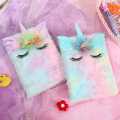 FREE SHIPPING Unicorn Fur Diary Fluffy Soft Plush Diary Note Book big size a5. 