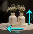 Modern Home Decoration Items for Living Room - Aesthetic Tray and Vase Set for Room Decor - Luxury Center Table Decoration Pieces - Premium 3-Piece Stone-Finish Vanity Decor Set. 