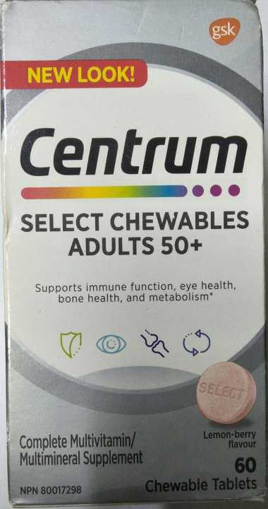 Centrum Select Chewables Adults 50+ (Support Immune Function, Eye Health, Bone Health And Metabolism) 60 Tablets