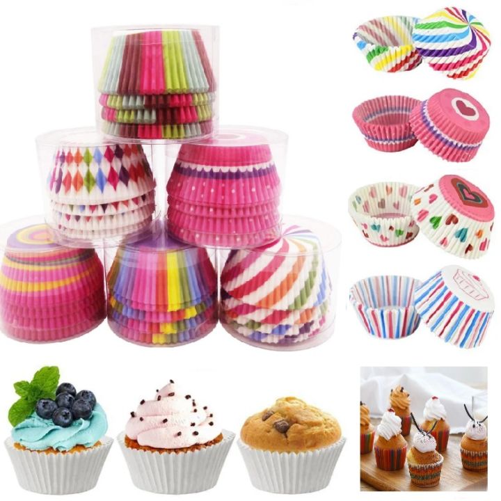 Beautiful Paper Cup Cake Mould - 100 Pcs - Multicolor