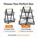 Fruit Basket Stand 2 Tier / 3 Tier Kitchen Organizer Rack | Metal Wire Storage Basket with Wooden Handle | Multi Purpose Fruits Vegetable Storage | HS Trader’s. 