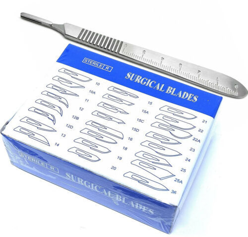 Disposable Sterile Surgical Scalpel Blade for Dermaplaning Individually Wrapped Box of 100 Pcs Scalpel Blades