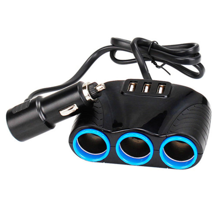 Car-Mounted One-to-Three Lighter Belt3USB Conversion One Minute Three Power Distributor Car Charger