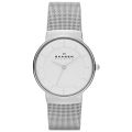 Skagen Nicoline White Dual Silver Mesh Bracelet Watch For Women SKW2075. 