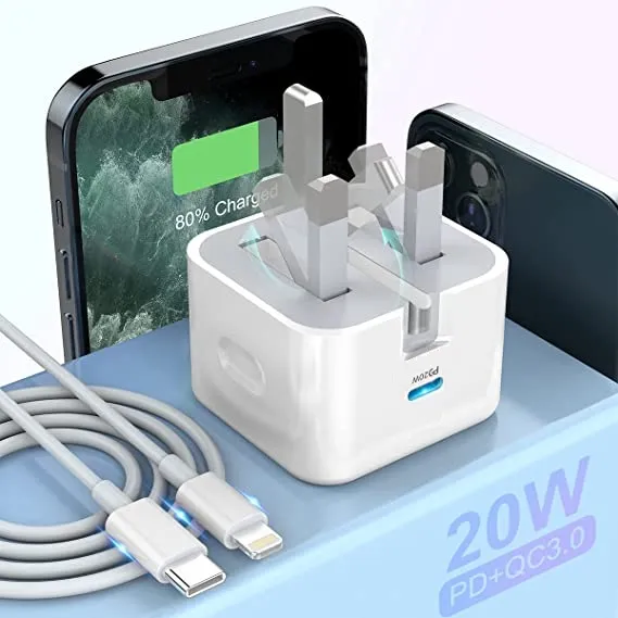 2Pin 3Pin) iPhone 20 Watt Fast PD Usb C Super Fast Charger 20W