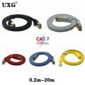 1M-50M Cat7 RJ45 Ethernet Flat Patch Network Router PC Laptop DLS Cable Shielded (STP) with Snagless Rj45 Connector Five color. 