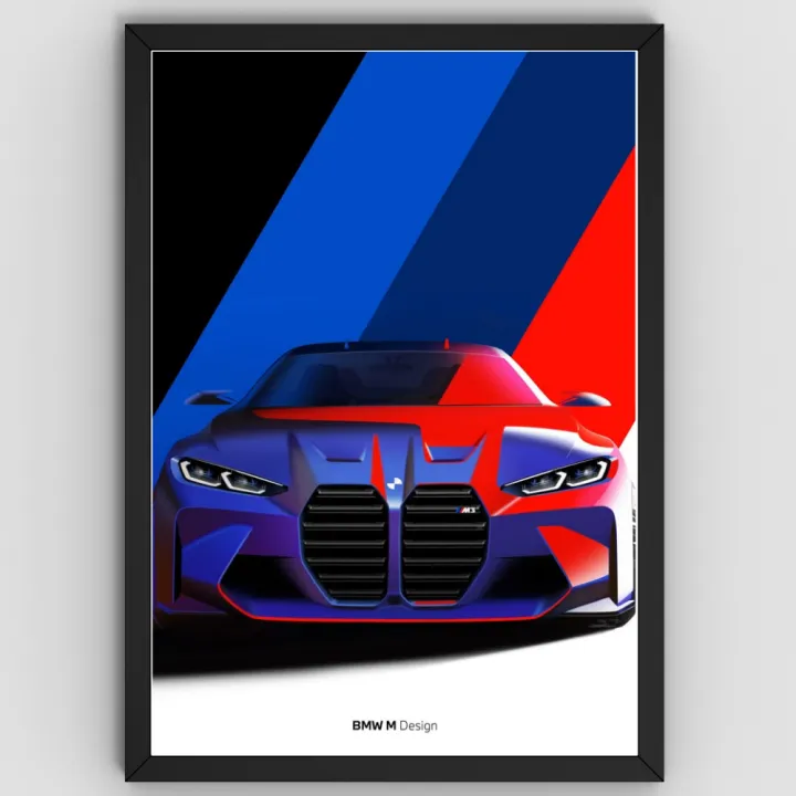 BMW Purple Red Combination Poster Colorful Aesthetic Car Wall Art