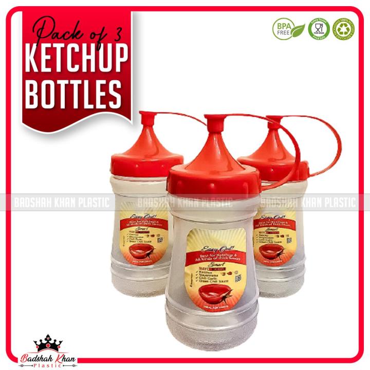 Pack Of 3 Small - Smart Ketchup Bottle Sett - Mayo Bottle For Your Fast Food & Burgers - Premium Quality Food Graded BPA Free Ketchup Bottle