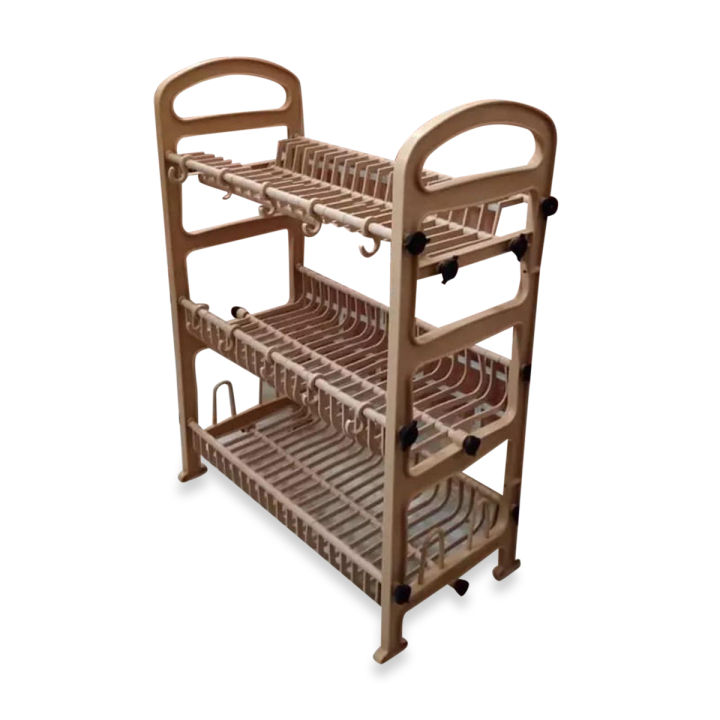 Plastic Kitchen Organizer Rack Large Capacity Crockery Storage with Drainage Tray