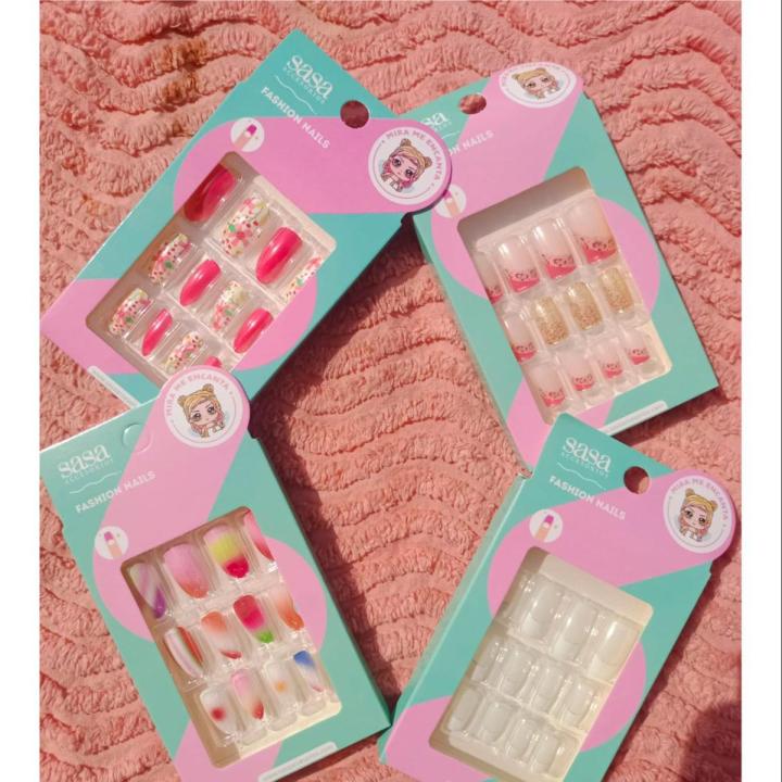 Artificial Nails-12 Pcs- Pre Glued Artificial Nails- Different Colors Available- Fake Nails- Nail Art For Girls- Ladies & Women Fake Nails-Branded Nails Fake