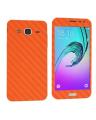 Samsung Galaxy J3 2016 Orange Carbon Fiber Texture Mobile Skin. 
