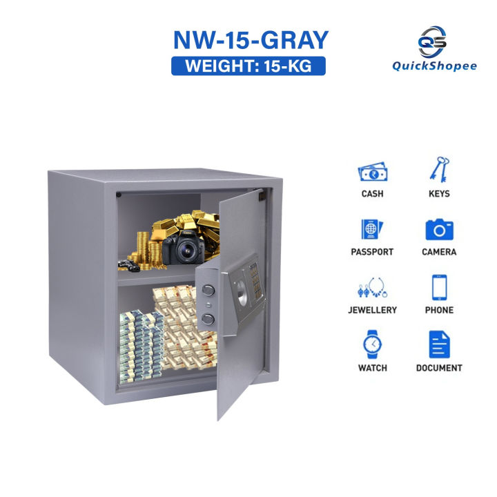 Aj Mart Digital Security Safe Locker NW-15 Grey Secure Cash, Jewelry, Id Documents Size; D 13.5" W 15" H 16”