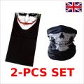 STYLE LOFT Face Mask 2pcs Skull The Joker Mask Skeleton Halloween Bike. 