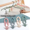 Travel Portable Creative Plastic Hanger Multifunctional Simple Folding Non-slip Clothes Rack with Clips Household Space Saving Storage Tools. 