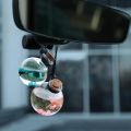 Car Hanging Diffuser Bottles Empty Glass Bottle With Flower Car Mirror Aromatherapy Fragrance Hanging Pendant Car Accessories. 