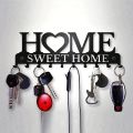 Black Metal Wall-Mounted Key Holder Organizer Top & "Home Sweet Home" Label - Door/Wall-Mounted Key Storage with Multiple Hooks for Entryway, Bedroom, Office, Car - Decorative Key Organizer with Sturdy Metal & Elegant Black Finish - Easy. 