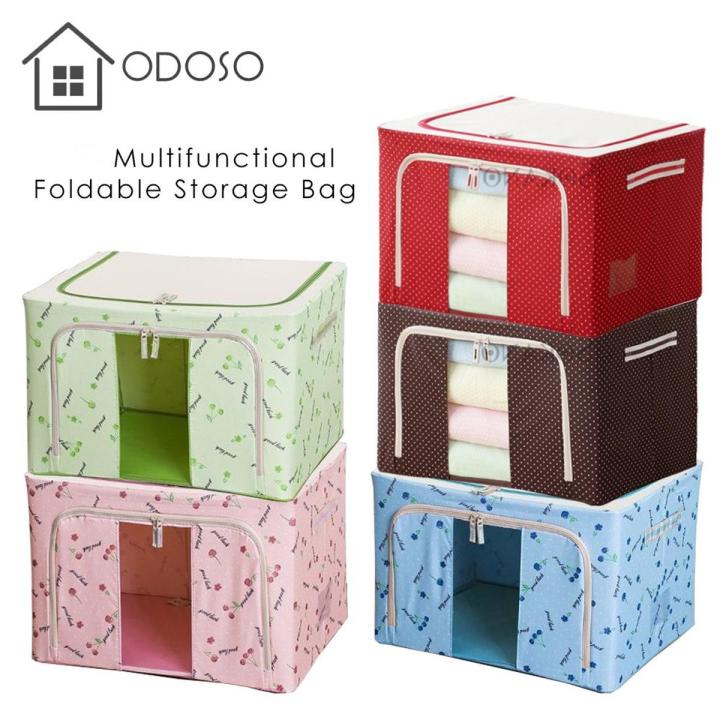 Pack of 2 Pcs - Large waterproof Oxford cloth household storage box foldable transparent steel frame clothes quilt foldable capacity storage