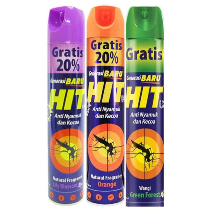 New Hit Mosquito Orange 400ml + 100ml Hit Spray Anti Mosquito Spray Limited Rapid Action Insecticide Kills Crawling and Flying Insects NOTE random color will be delivered