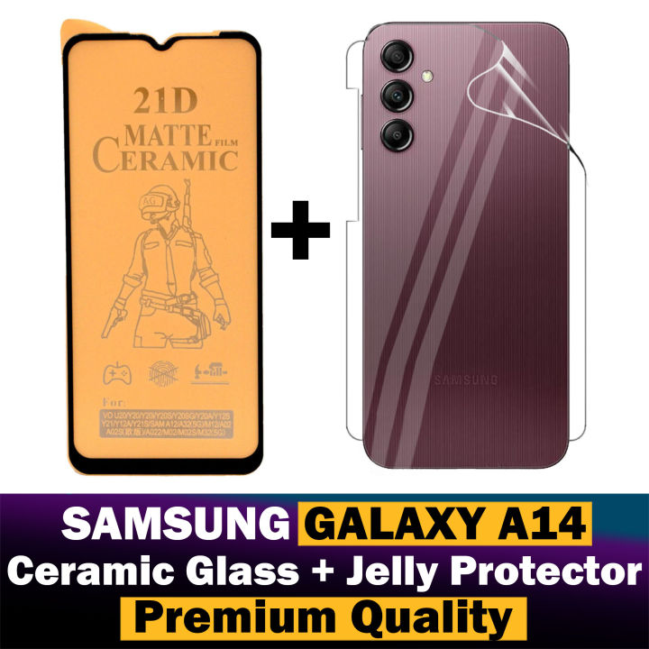 Samsung Galaxy A14 Matte Glass Protector Ceramic Glass + Back Protector Transparent Hydrogel Soft Film jell Protection For Samsung Galaxy A14