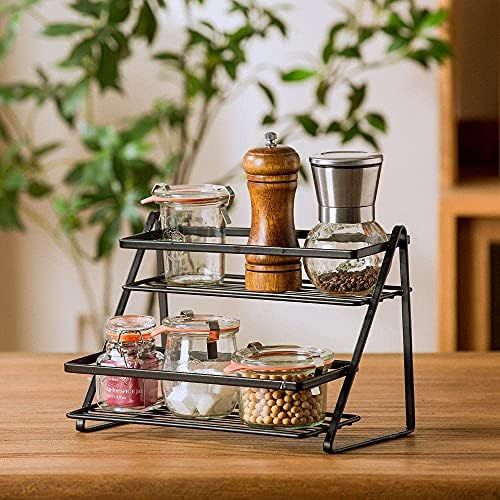 Kitchen%20Racks/%202%20Step%20Shelf%20Freestanding%20Step%20Racks/Shelves/Holder/Stand/Countertop%20Spice%20Rack/Kitchen%20Organizer%20Metal%20Bottle/Bartan%20Rack%20-Black,%20Accent%20Shelf%20-%20Image%204