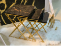 Nesting Tables Set Coffee Table Set Side Table Set Black And Gold Cross Legs Accent Tables Set Of 3. 
